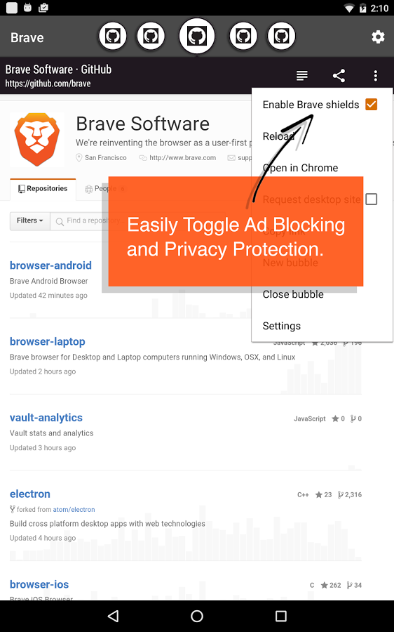 Brave Browser - Link Bubble