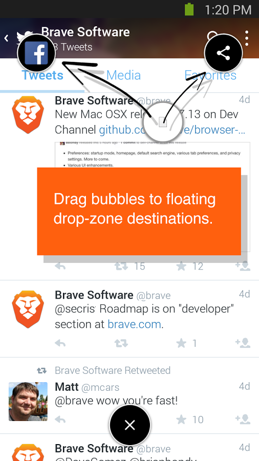 Brave Browser - Link Bubble