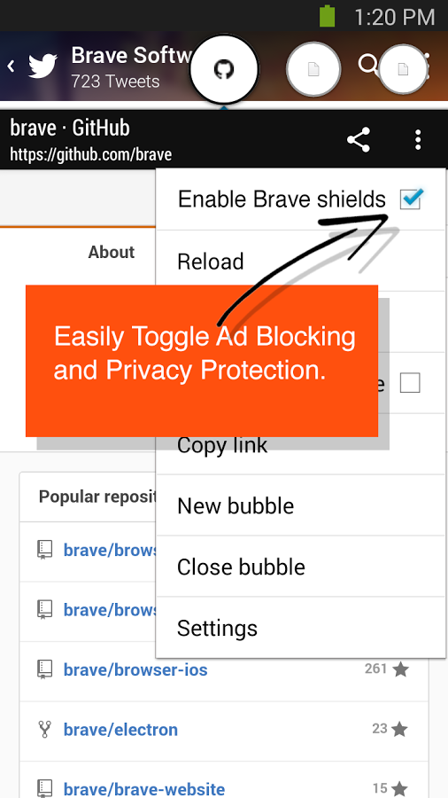 Brave Browser - Link Bubble