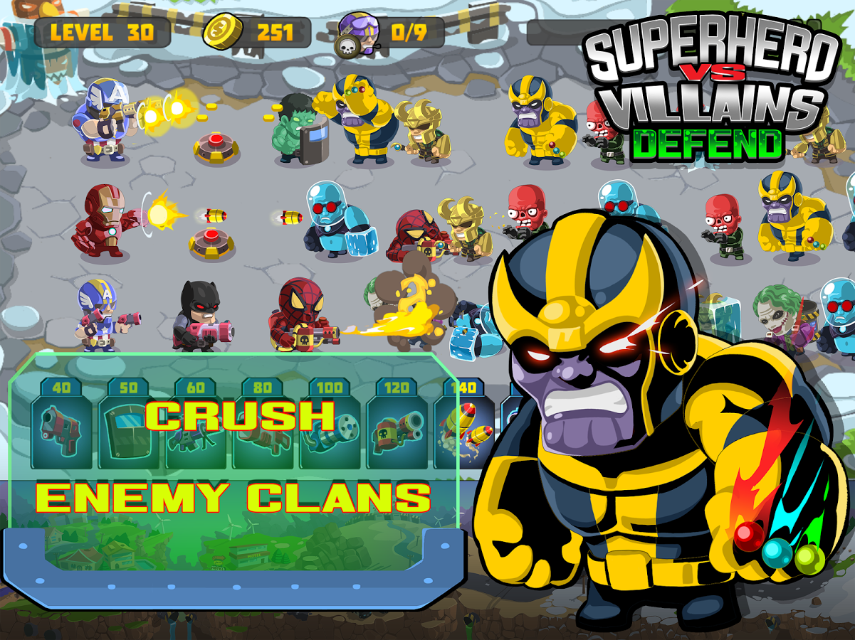 SuperHero VS Villains Defense (Mod Money)