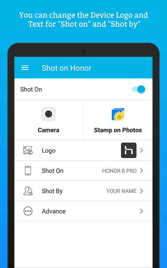 ShotOn for Honor: Auto Add Shot on Photo Watermark