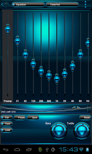 Poweramp skin Black Light blue