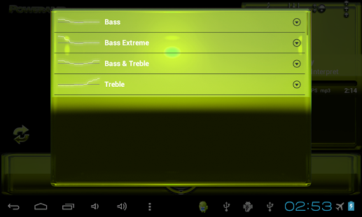 Poweramp skin Lime Glas deluxe