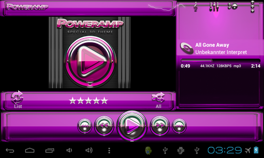 Poweramp skin Pink Glas deluxe