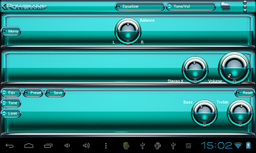 Poweramp skin Turquoise Glas