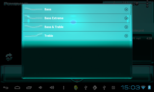 Poweramp skin Turquoise Glas