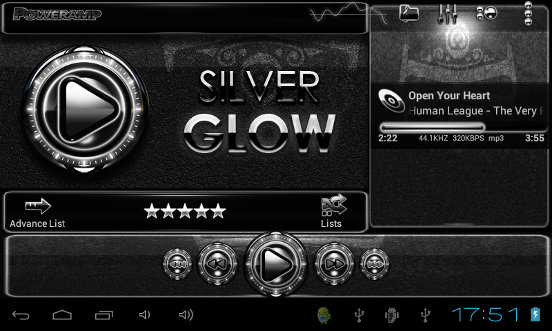 Poweramp skin silver glow