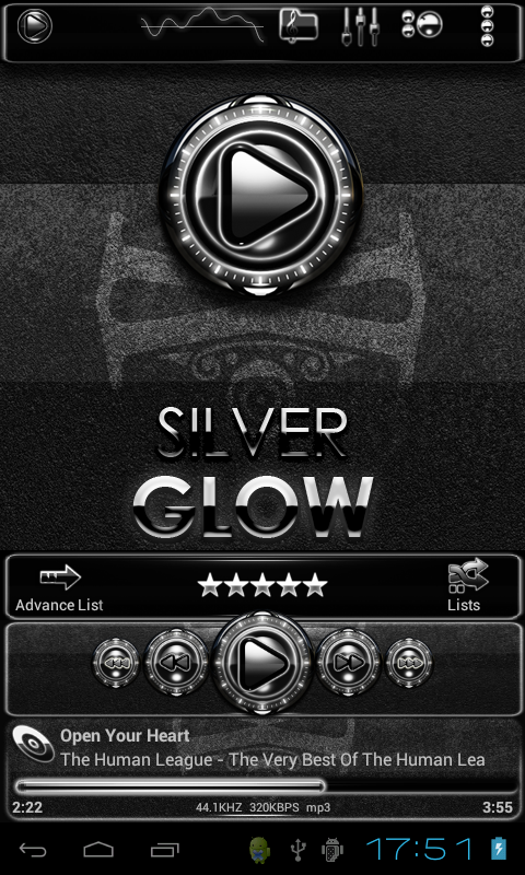 Poweramp skin silver glow