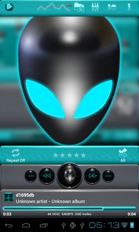 poweramp skin alien lightblue