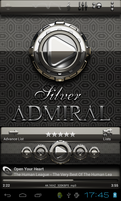 Poweramp skin Silver Admiral