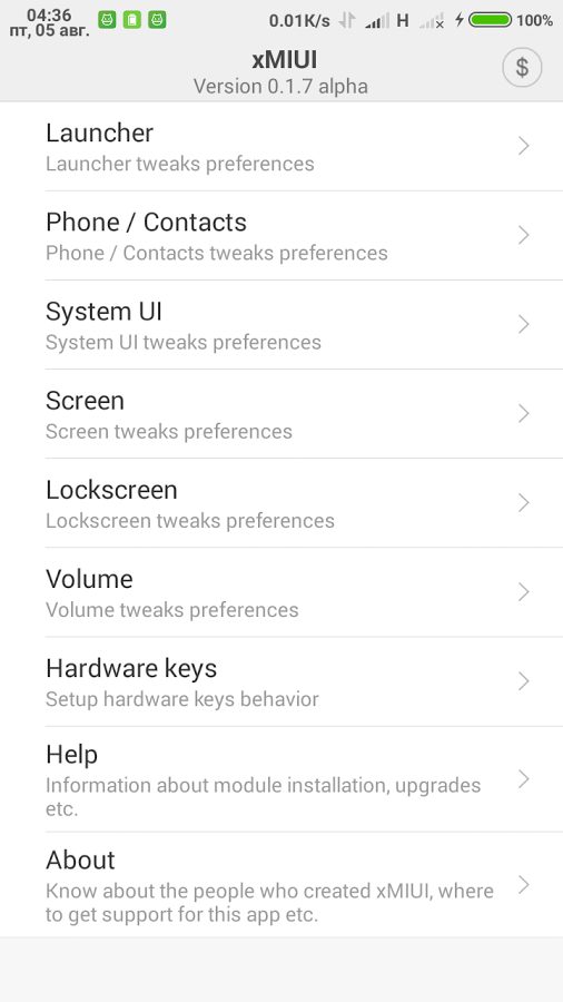 MIUI tweaking Xposed module