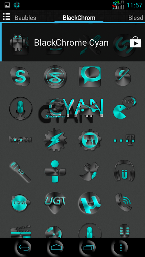 BLACKCHROME CYAN LAUNCHER ICON