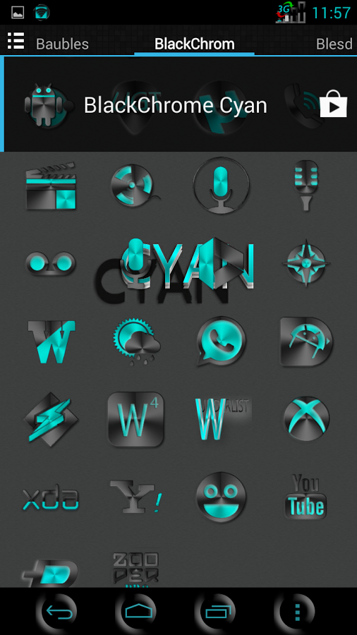 BLACKCHROME CYAN LAUNCHER ICON