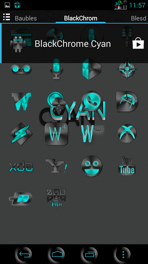 BLACKCHROME CYAN LAUNCHER ICON