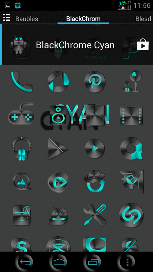 BLACKCHROME CYAN LAUNCHER ICON