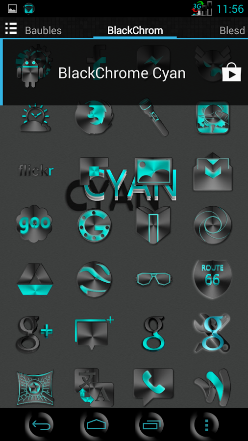 BLACKCHROME CYAN LAUNCHER ICON