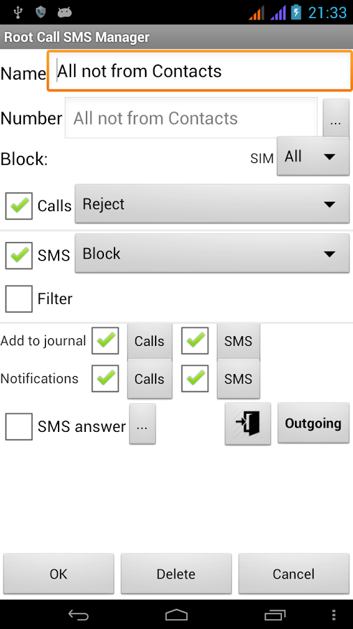 Root Call SMS Manager