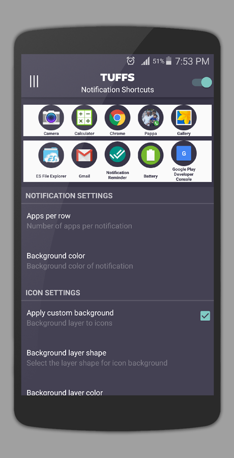 TUFFS Notification Shortcuts