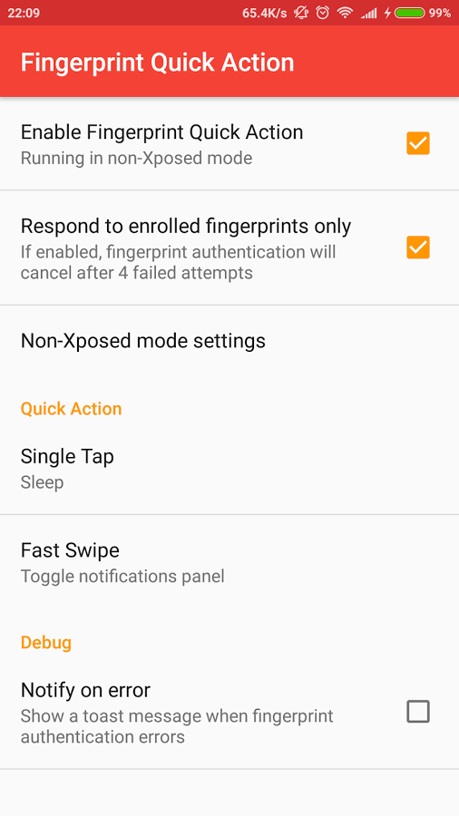 Fingerprint Quick Action