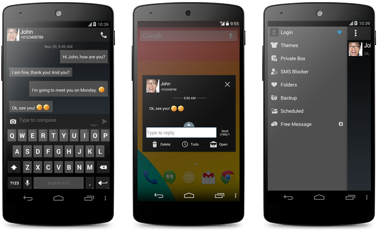 Go SMS KitKat Dark Theme