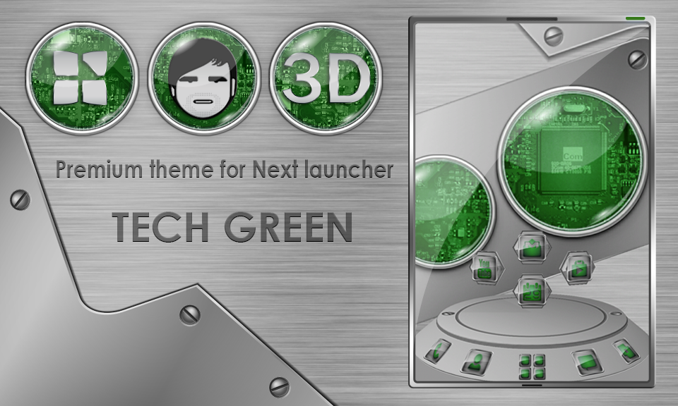 Next launcher theme TechGreen