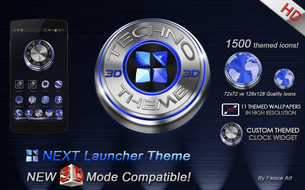 Next Launcher Theme Techno 3D