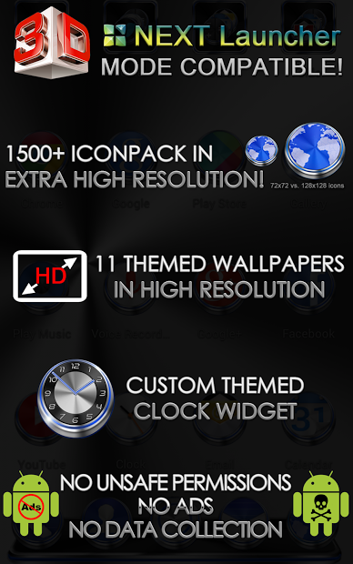 Next Launcher Theme Techno 3D