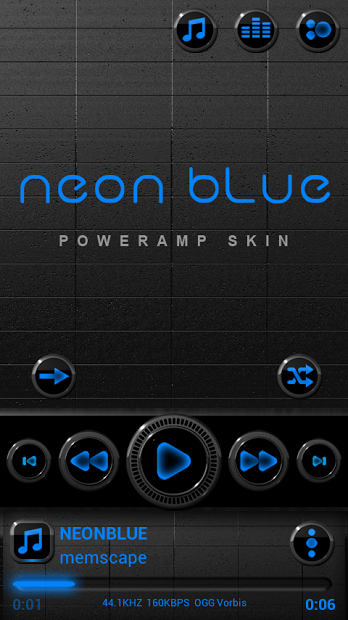 Poweramp Skin NEON BLUE