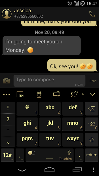 TouchPal Keyboard 7 Gold Theme