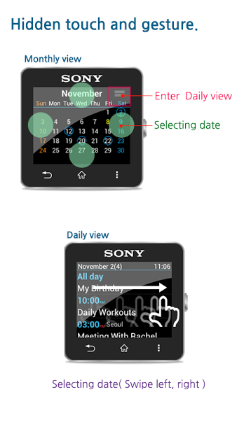 Calendar for SmartWatch 2