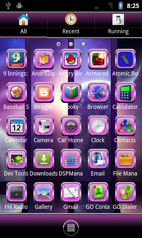 Purple Glass Go Launcher Theme