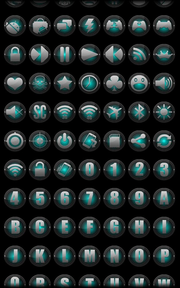 Icon Pack - Black and Cyan