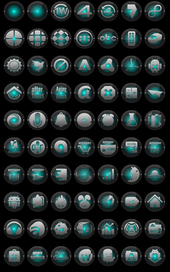 Icon Pack - Black and Cyan