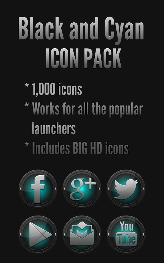 Icon Pack - Black and Cyan