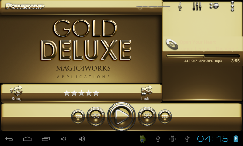 Gold Deluxe HD Poweramp skin