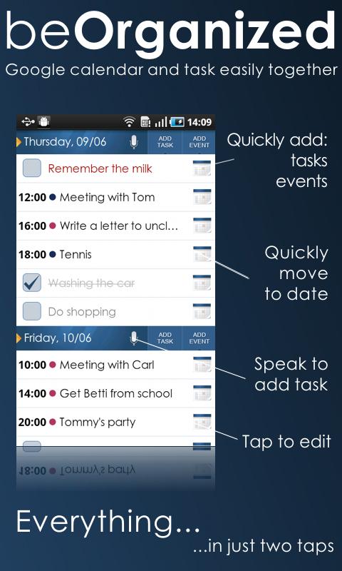 beOrganized Calendar and Tasks