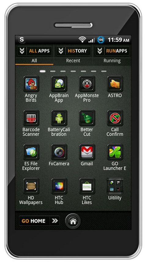 Theme RealBlack GO Launcher EX