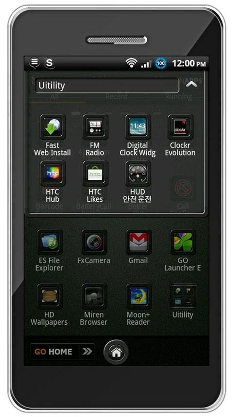 Theme RealBlack GO Launcher EX