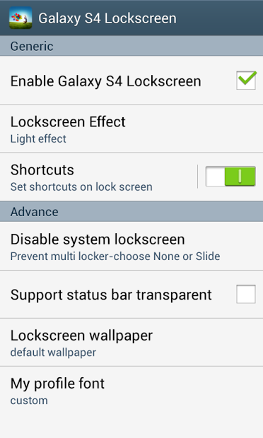 Galaxy S4 Lockscreen