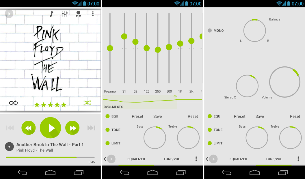 Poweramp Flat Light Skins 7in1