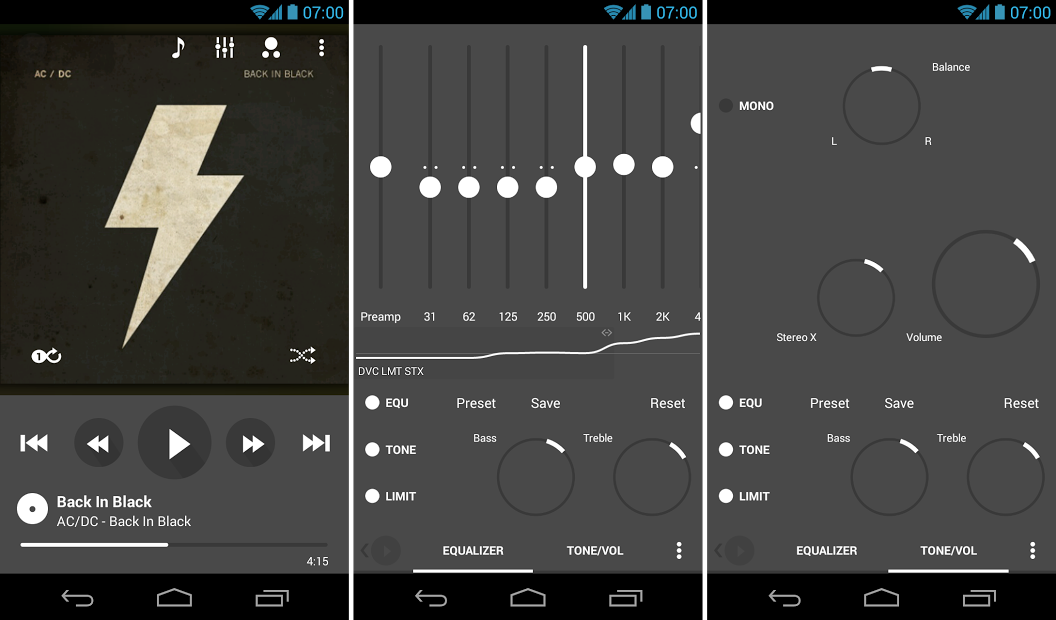 Poweramp Flat Grey Skin 7in1