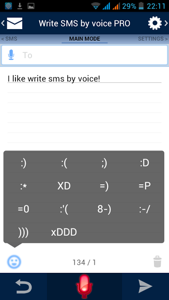Write SMS by voice PRO