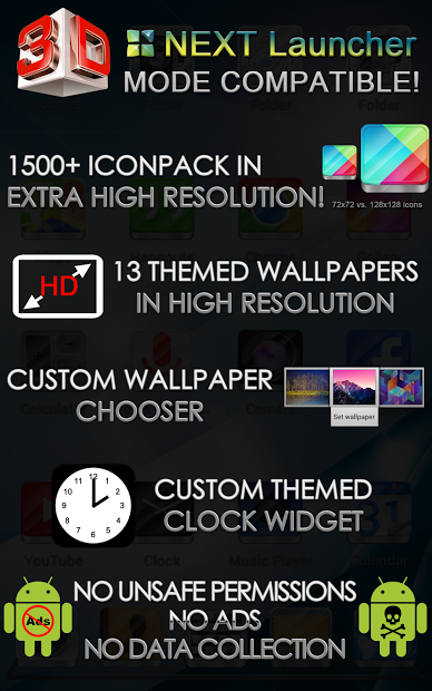 Next Launcher Theme Crystal 3D